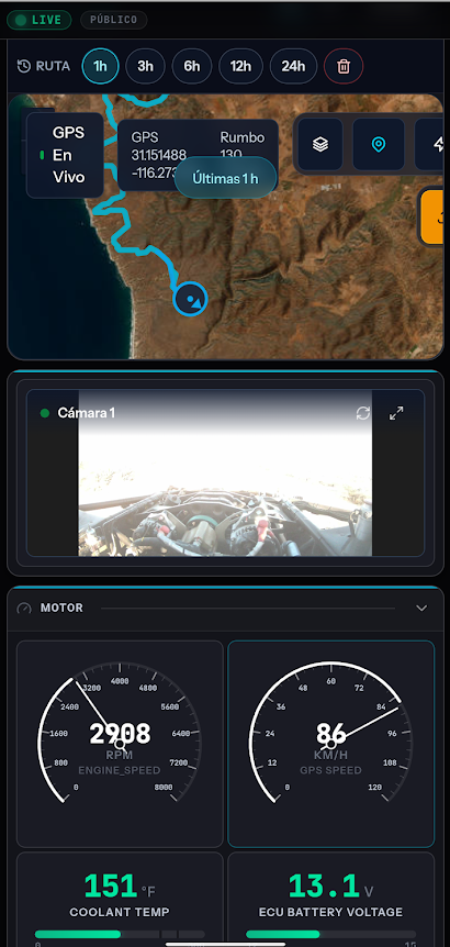 Telemetry app screen 2